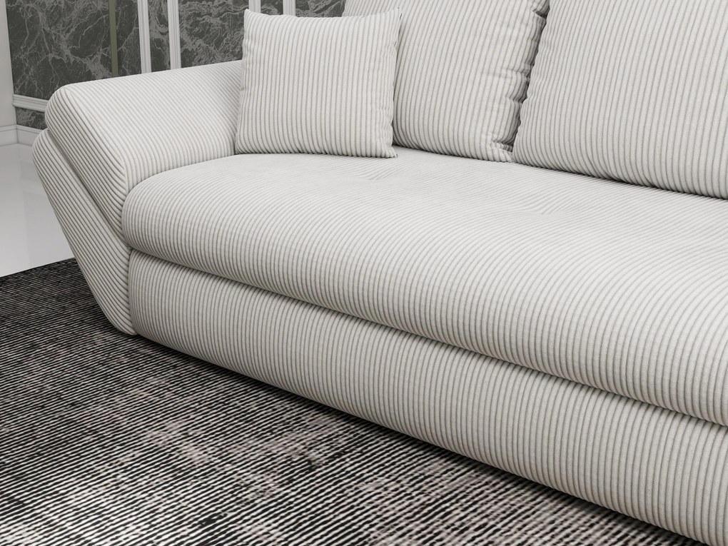 Canapea extensibilă dumonde cu ladă de depozitare si sezut confortabil din spuma high-density, Loana Zoom Cream 250x100 cm