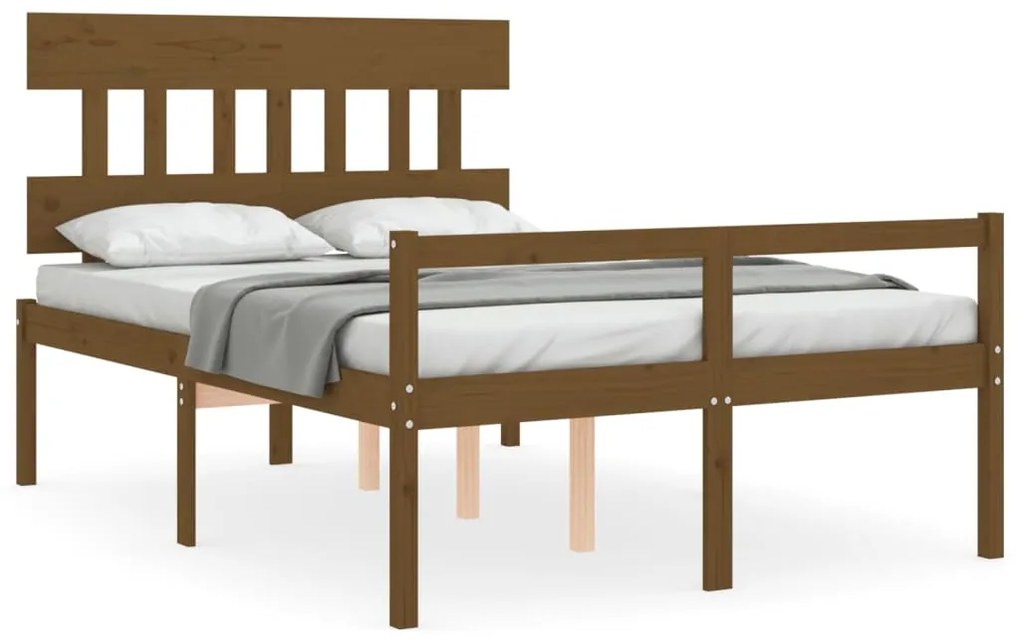 3195414 vidaXL Cadru de pat senior cu tăblie, 120x200 cm maro miere lemn masiv