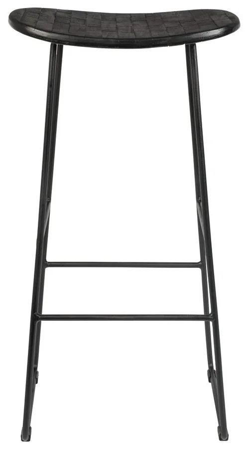 Scaun de bar negru din lemn de tec (înălțime șezut 76 cm) Tangle – White Label