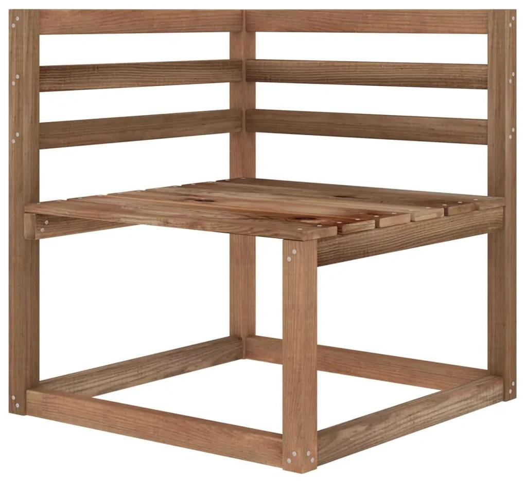 Set mobilier de gradina, 4 piese, maro, lemn de pin tratat colt + mijloc + suport pentru picioare + masa, 1