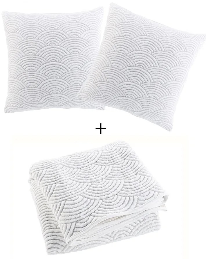 Set cuvertură și față de pernă alb-bej din jerseu 220x240 cm Cassandra – douceur d'intérieur