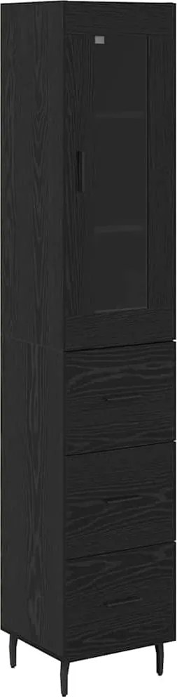 vidaXL Bufet cu sertar Stejar Negru 34,5 x 34 x 180 cm Lemn compozit