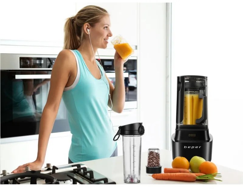 Resigilat: Blender Beper BP.620, 1000W, 1L, BPA Free, Capac izolator fonic, Soft Touch, 2 viteze+Pulse, Negru
