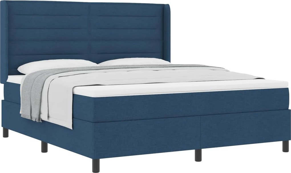 vidaXL Pat cu arcuri cu saltea albastru 200 x 180 cm țesătură