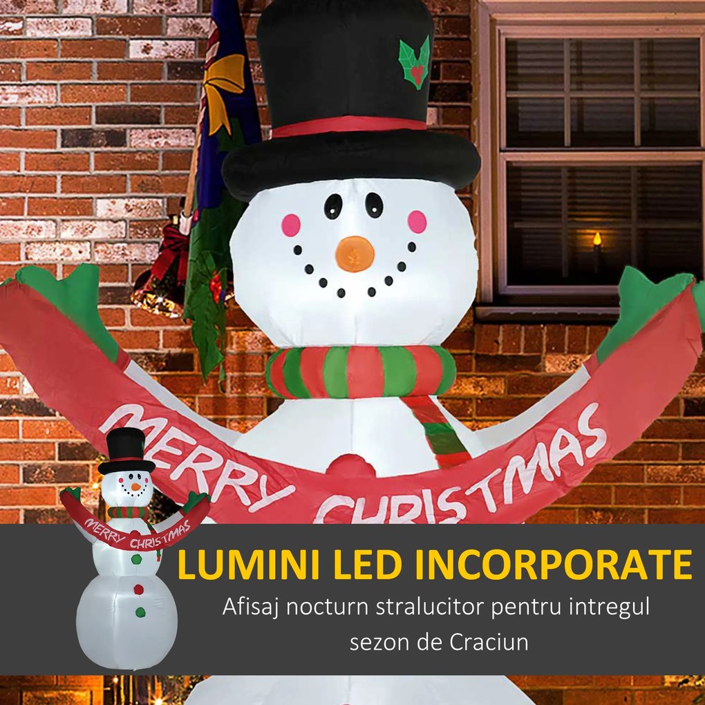 HOMCOM Om de zapada gonflabil de 243 cm cu 3 lumini LED interne si banner, impermeabil IP44 | AOSOM RO