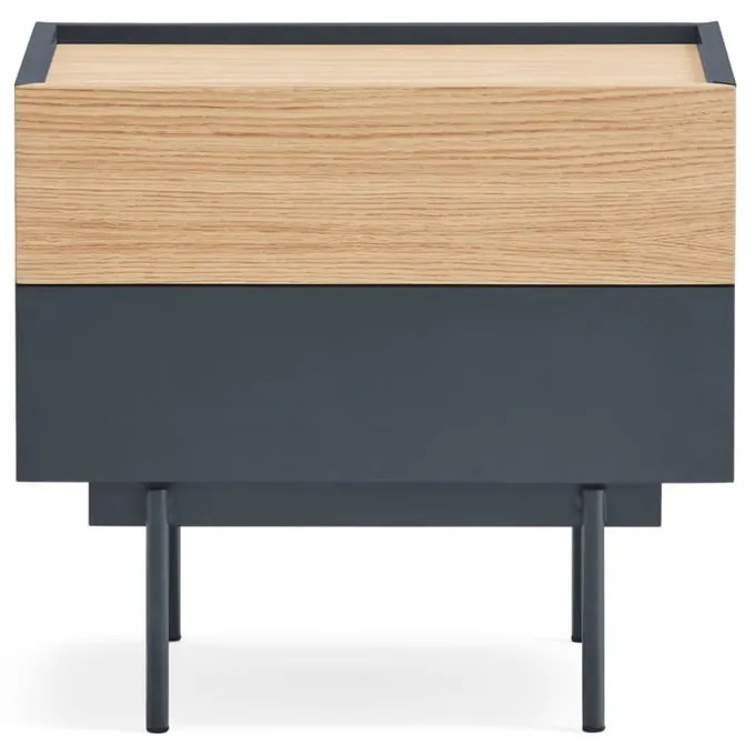 Noptieră gri antracit-natural cu aspect de lemn de stejar Otto – Teulat