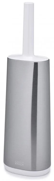 Perie de toaleta Joseph Joseph Flex 70517, Cap flexibil in forma de D, Otel inoxidabil, Alb/Inox