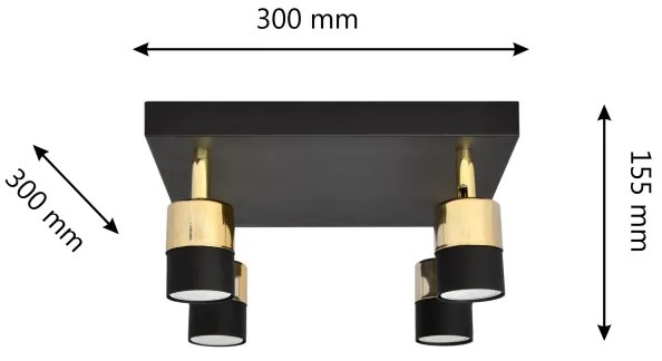 Spot LED TUBSSON 4xGU10/4,8W/230V negru/auriu