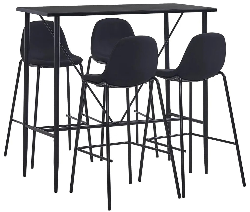 vidaXL Set mobilier de bar, 5 piese, negru, material textil
