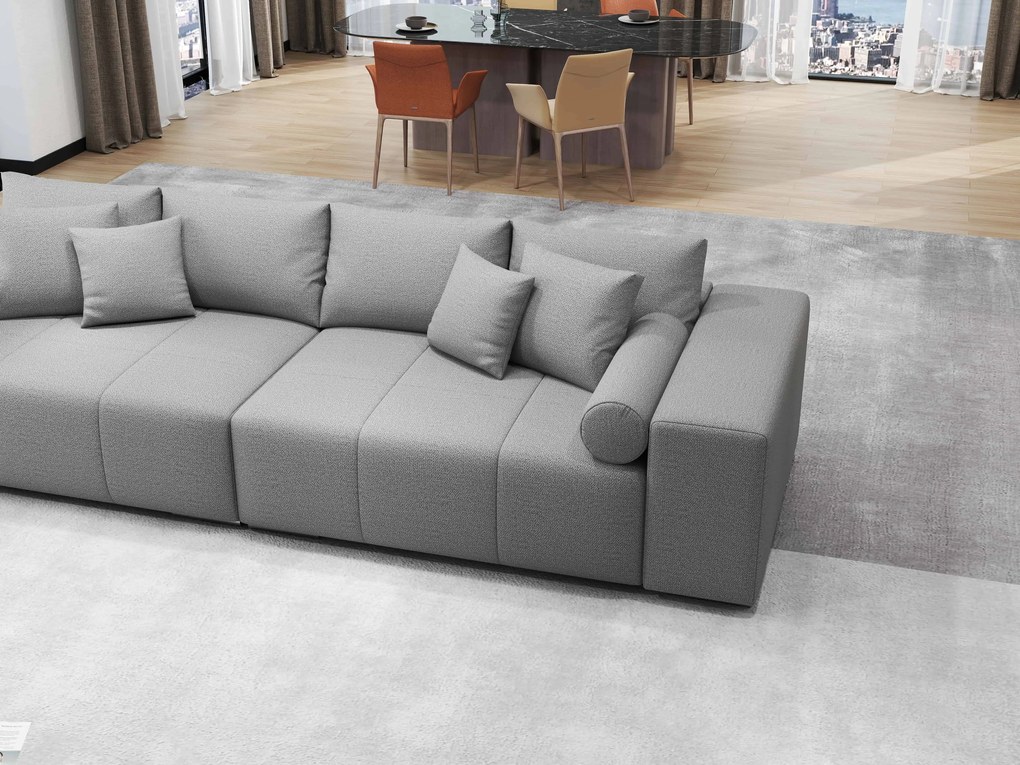 Canapea extensibilă dumonde cu ladă de depozitare si sezut confortabil din spuma high-density, Marbela Enjoy Grey XXL 295x100 cm