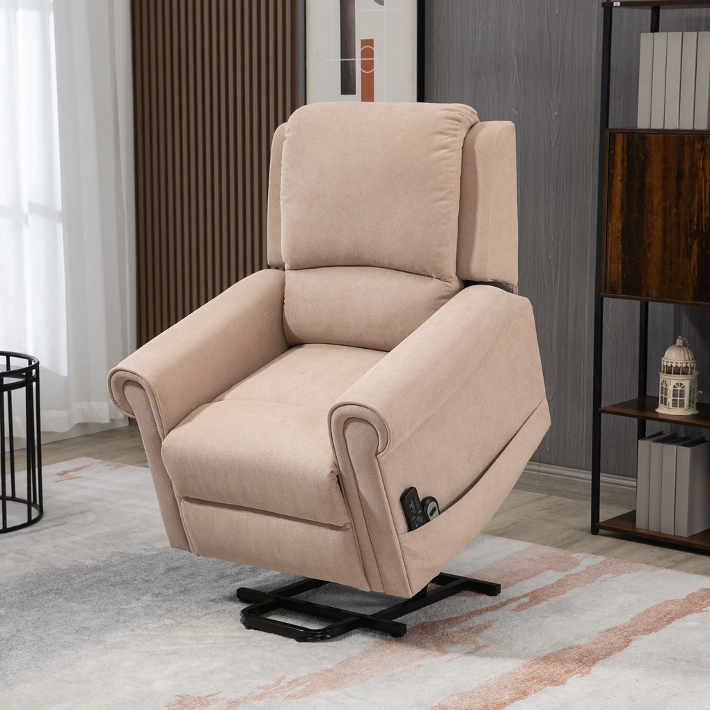 HOMCOM Scaun Electric, Rabatabil la 135° cu Telecomandă, Suport pentru Picioare și 8 Puncte de Masaj, 85x94,5x103 cm, Maro Deschis | Aosom Romania