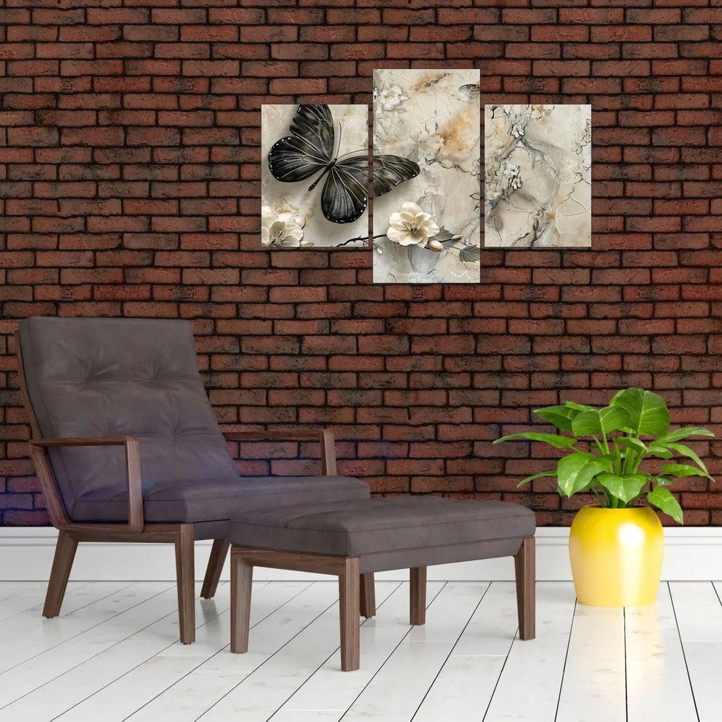 Tablou - Marmură de fundal cu fluturi (90x60 cm)