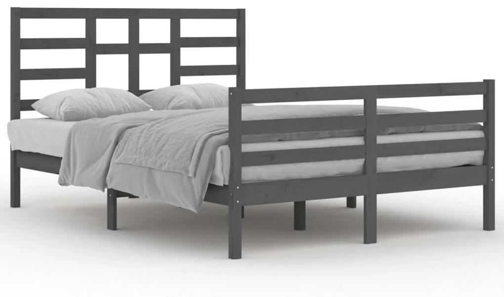 3105862 vidaXL Cadru de pat, gri, 140x200 cm, lemn masiv