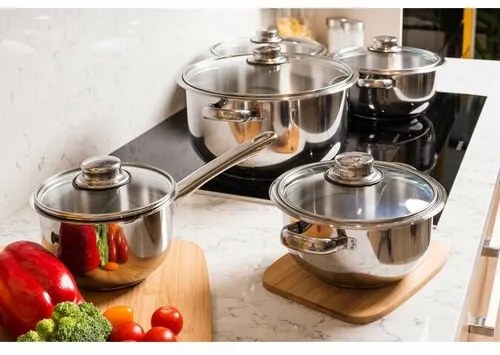 4Home set oale inox cu capac sticlă Destiny, 10 piese