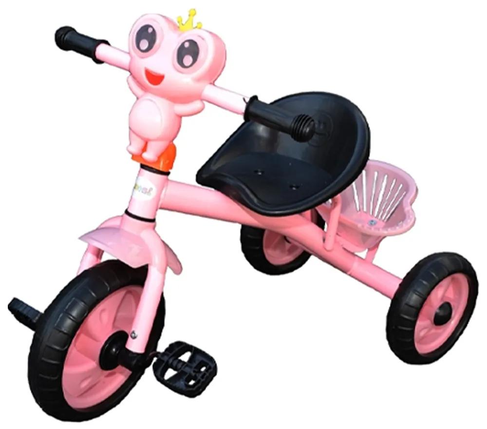 Tricicleta cu pedale pentru copii +3 ani,muzica,lumini,cos depozitare-Roz