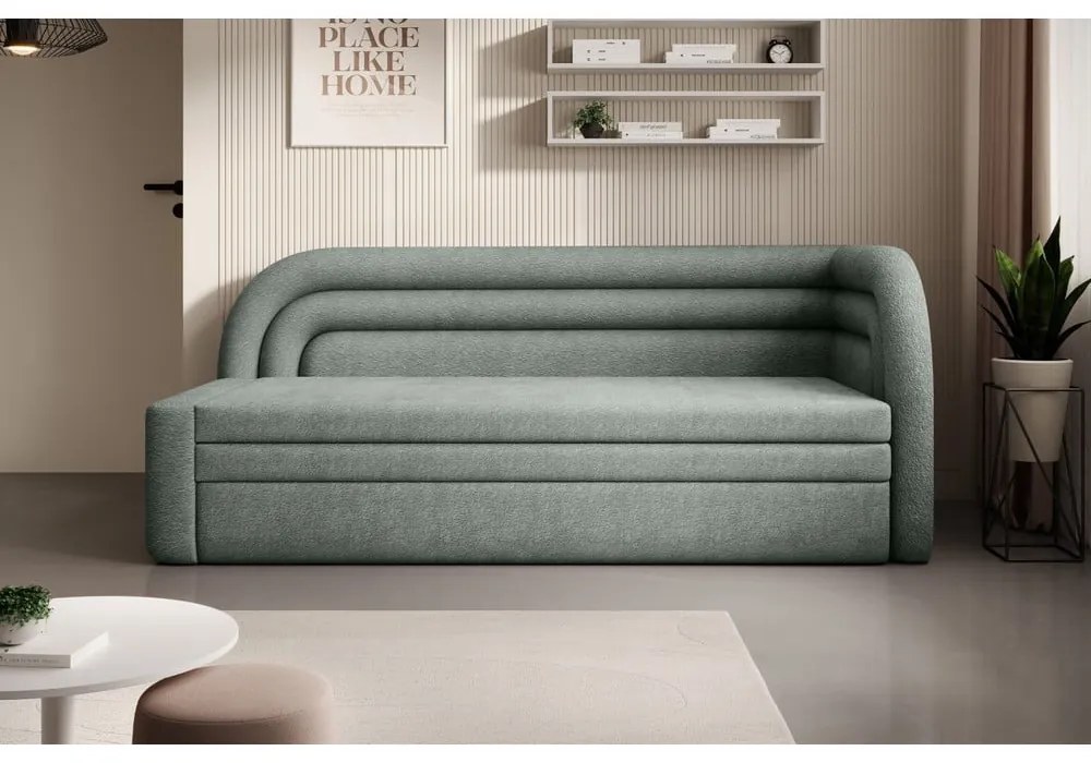 Canapea verde extensibilă/cu spațiu de depozitare cu tapițerie din chenille cu colț pe partea dreaptă 223 cm Fabillo – ELTAP