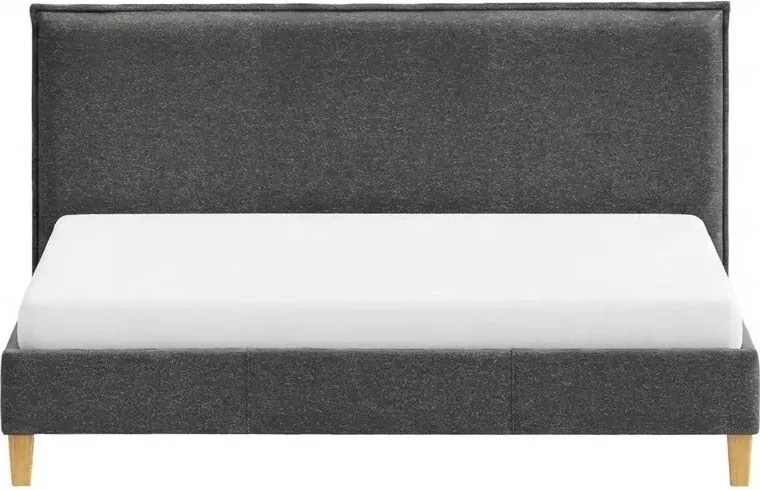 Pat matrimonial gri închis tapițat cu somieră 180x200 cm Tina – Ropez
