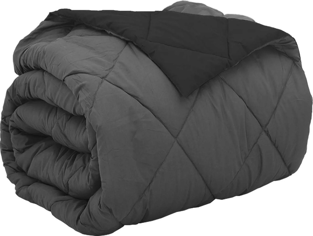 vidaXL Duvet complet pe tot parcursul anului Negru și antracit