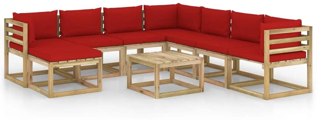 3065137 vidaXL Set mobilier grădină cu perne 9 piese lemn pin impregnat