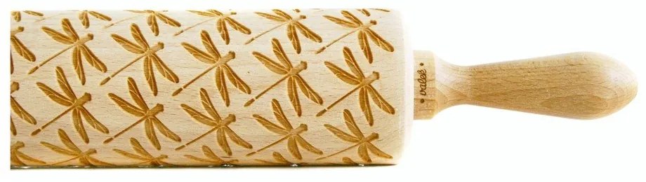 Făcăleț din lemn cu model pentru aluat Valek Dragonfly