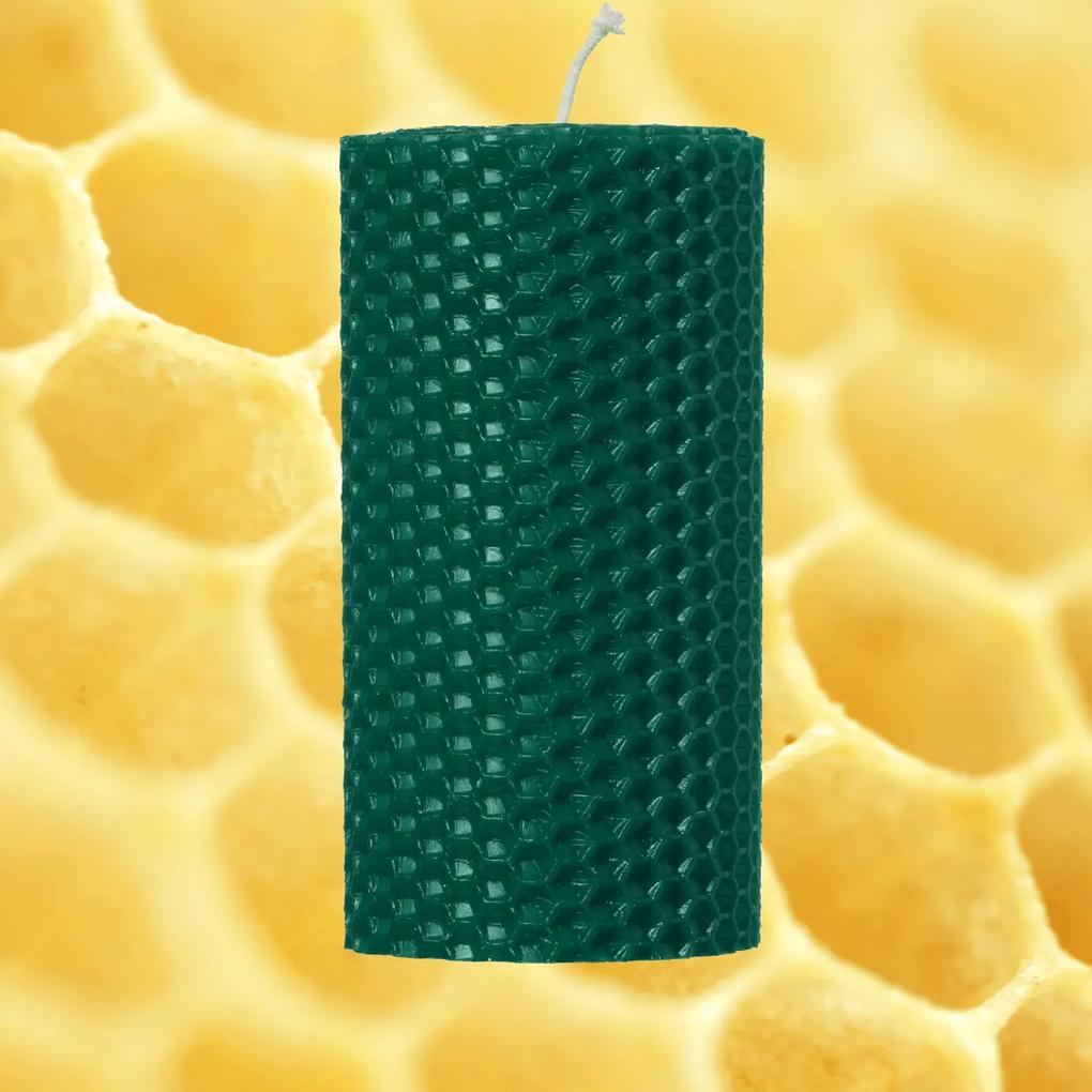 Lumanare Marturie  din Ceara de Albine naturala tip fagure colorat - Verde inchis 6,5 cm, 5 cm, Verde inchis