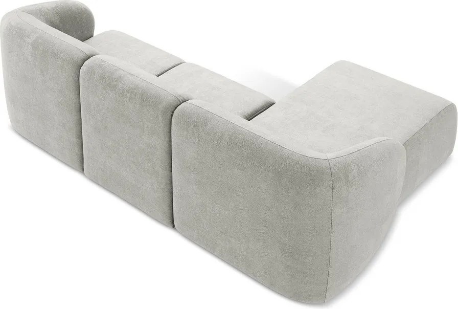 Colțar gri deschis cu tapițerie din chenille (cu colț pe partea stângă/cu șezlong) Lani – Makamii