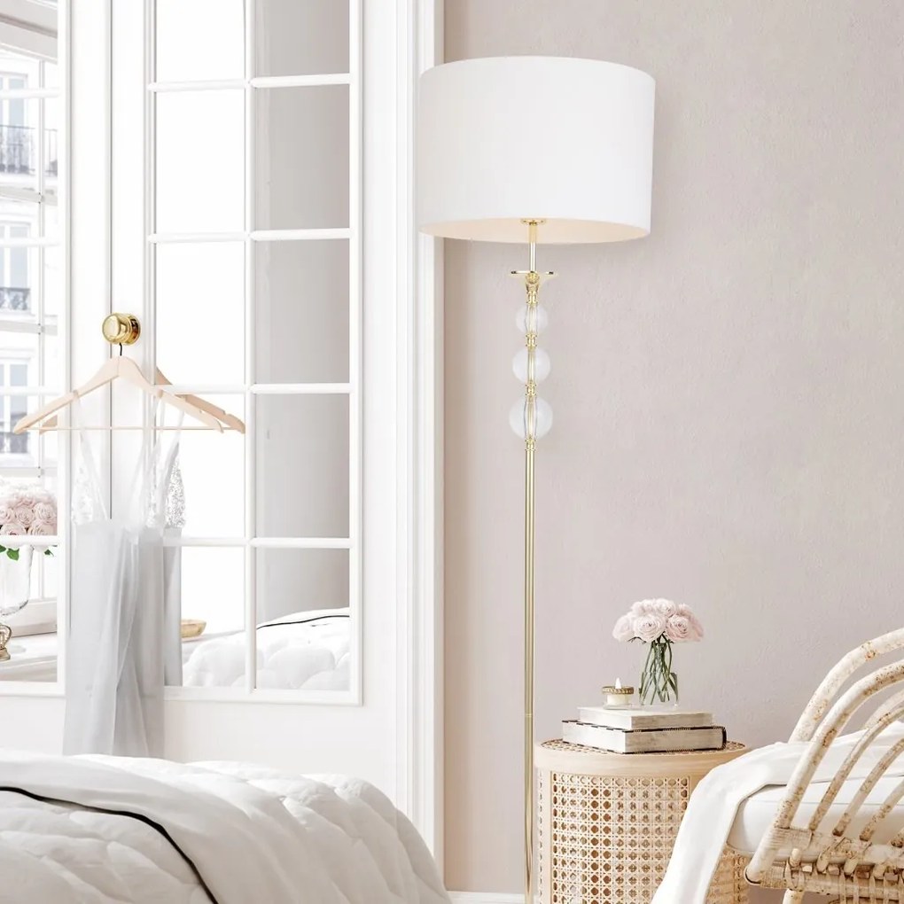 Lampadar design elegant REA alb/auriu