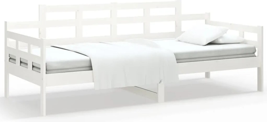 vidaXL Pat de zi, alb, 90x190 cm, lemn masiv de pin