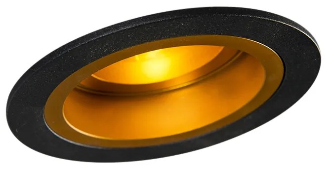 Set de 6 spoturi încastrate rotunde negre cu auriu, rotative și înclinabile - Chuck