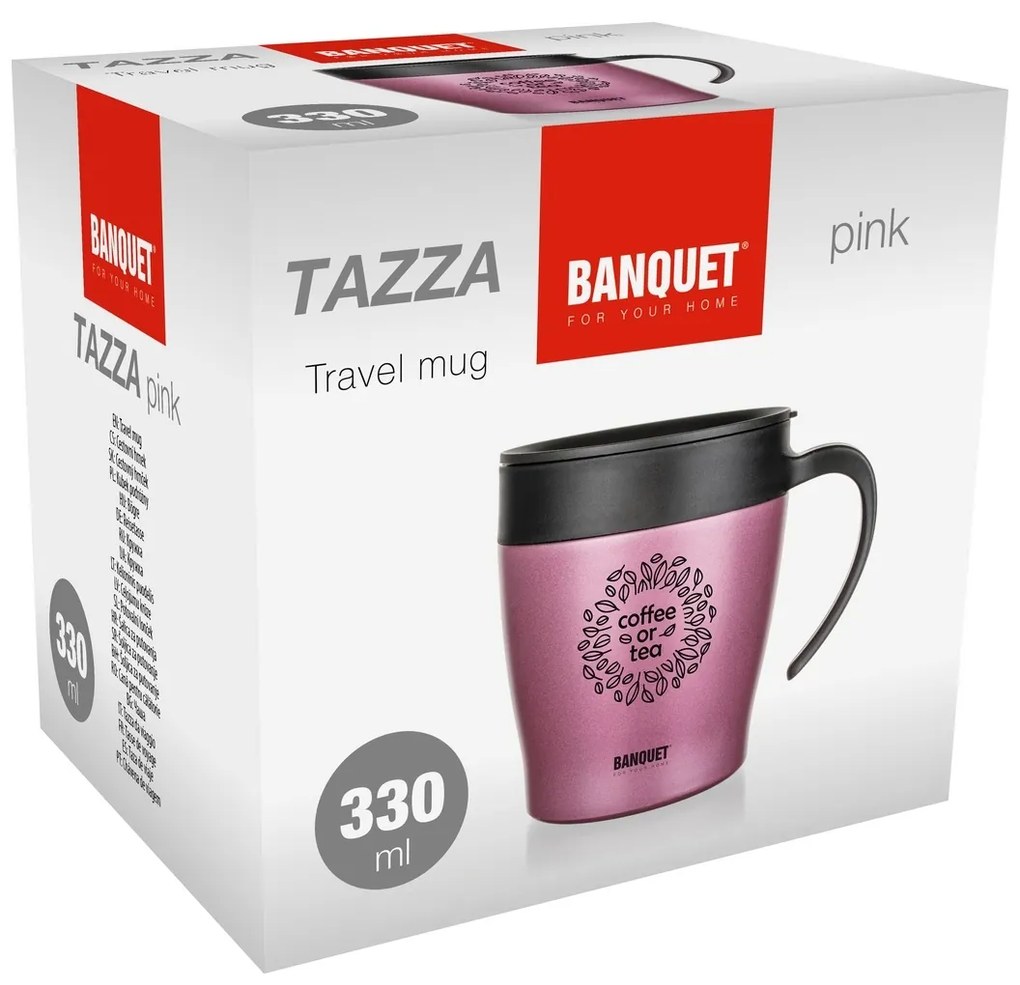 Banquet Cană termo de călătorie TAZZA 330 ml, roz