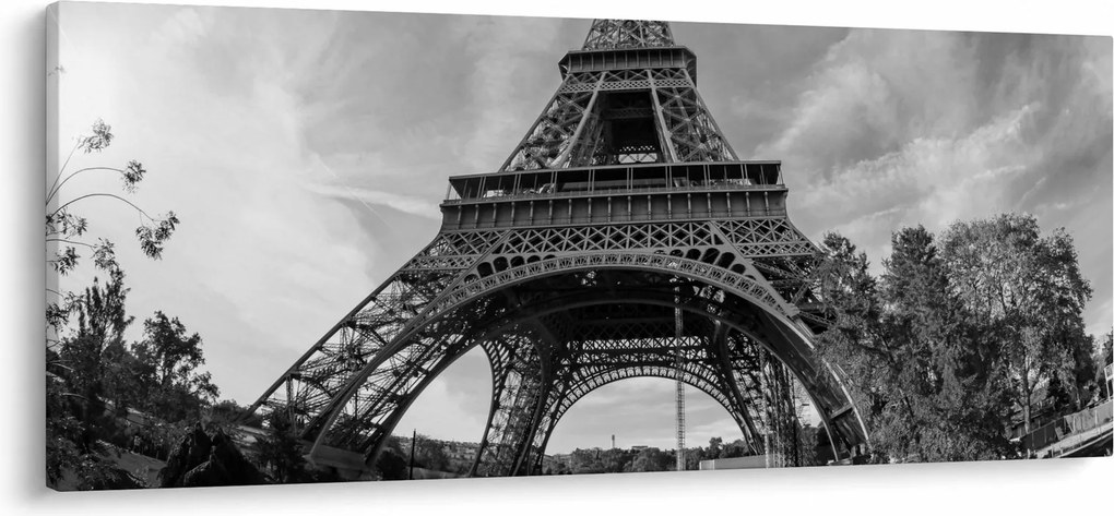 Tablou - Turnul Eiffel, alb-negru (120x50 cm)