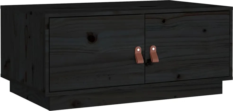 vidaXL Măsuță de cafea, negru, 80x50x35 cm, lemn masiv de pin