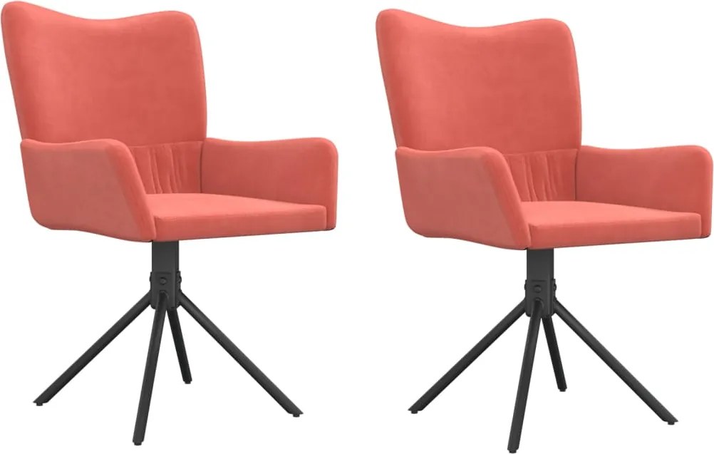 vidaXL Scaune de bucătărie pivotante, 2 buc., roz, catifea
