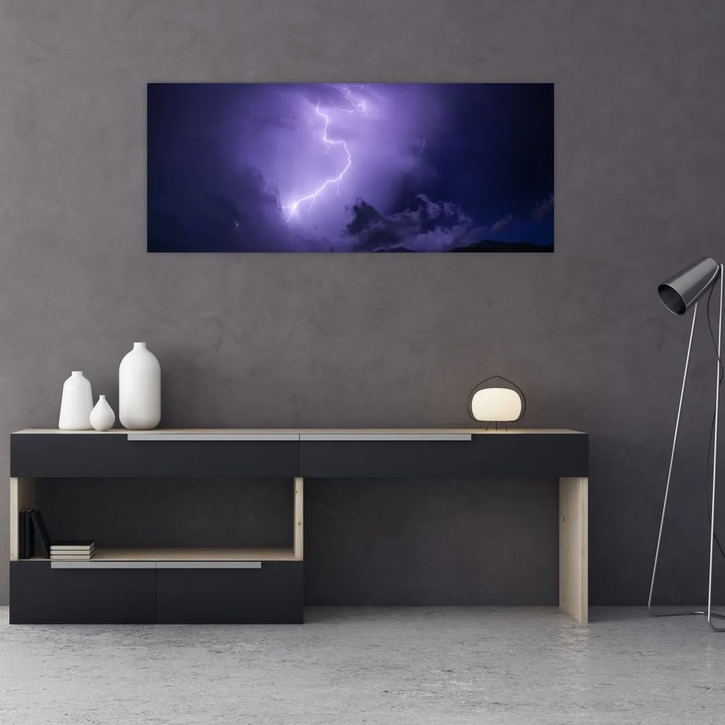 Tablou - cerul violet cu fulger (120x50 cm)