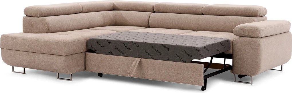 Colțar extensibil Annabelle L stânga - Lotus Sand bej, picioare cromate