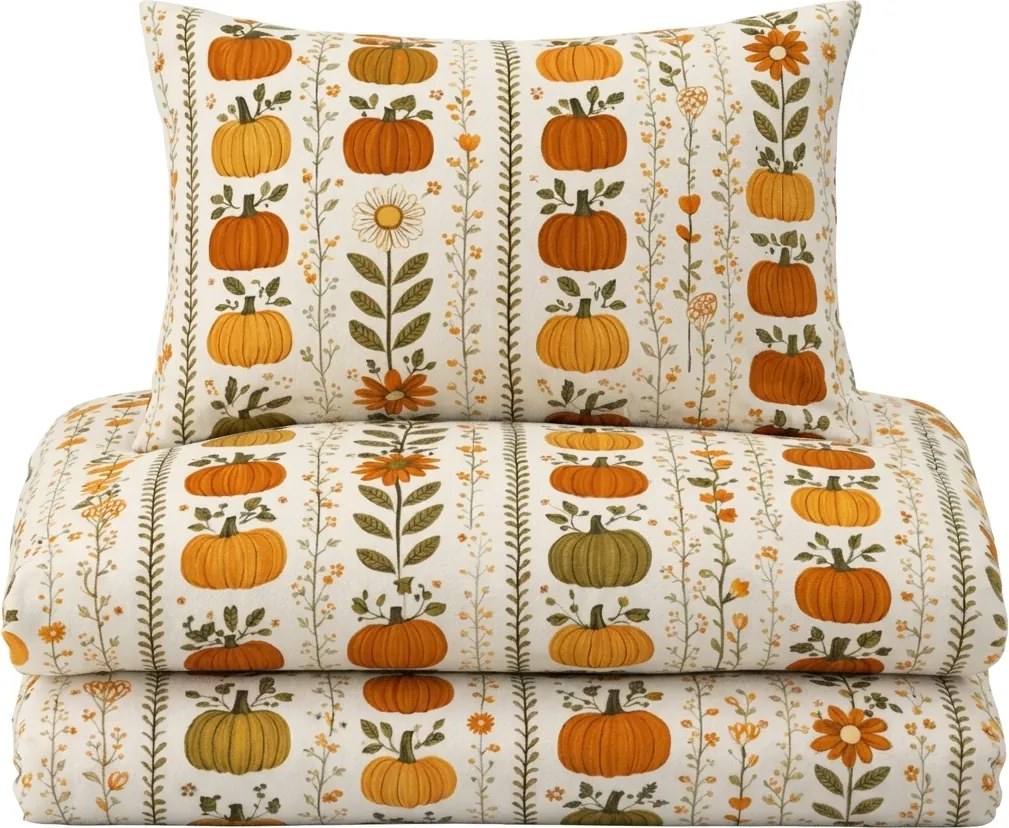 Lenjerie de pat din flanel PUMPKIN LINES colorata Dimensiune lenjerie de pat: 2 buc 70 x 90 cm | 200 x 220 cm