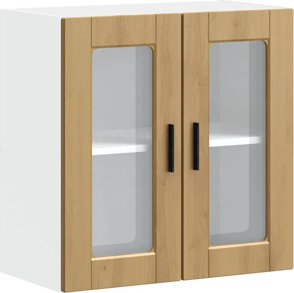 vidaXL Dulap de bucătărie cu ușă sticlă din stejar artizanal „Porto”.