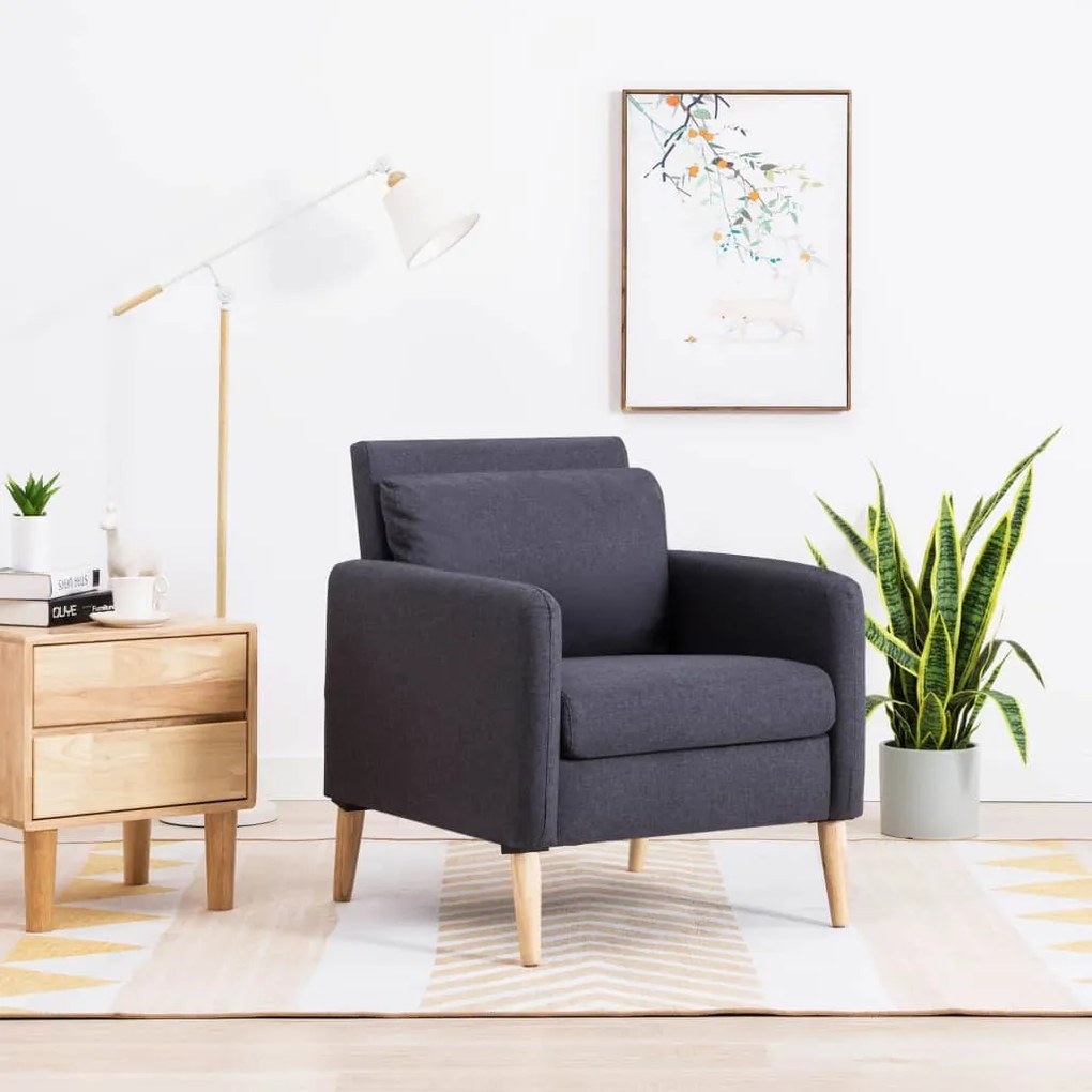 Fotoliu, gri închis, material textil