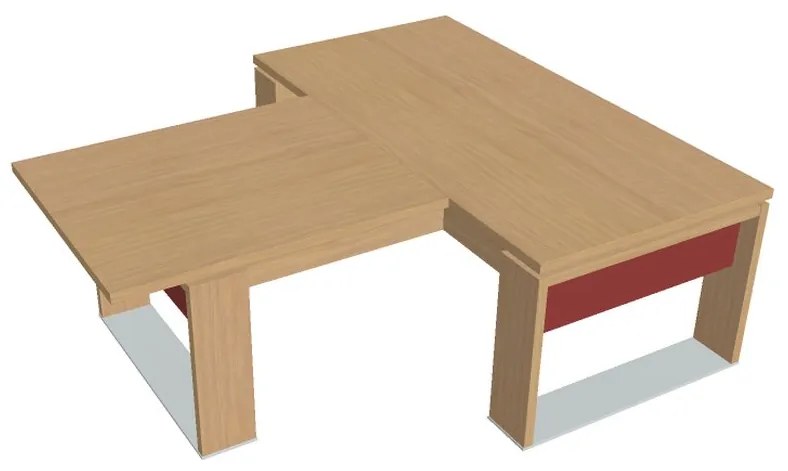 Masă Verno+ S 200 x 220 cm, cu extensie, stejar deschis / roșu