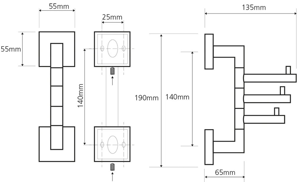 SAPHO XQ204 X-Square triplu pivotant, cromatat