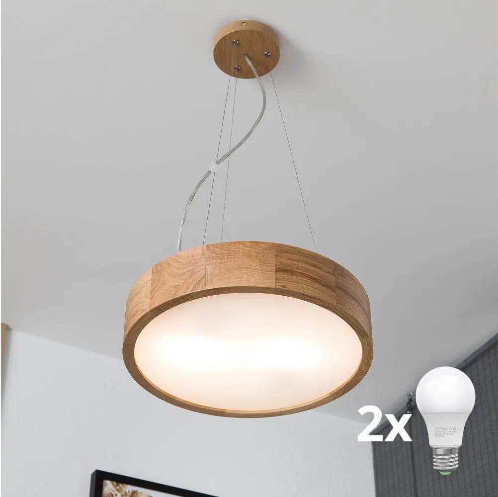 Brilagi - Lustră LED suspendată pe cablu CARVALHO 2xE27/15W/230V, stejar Ø 37 cm