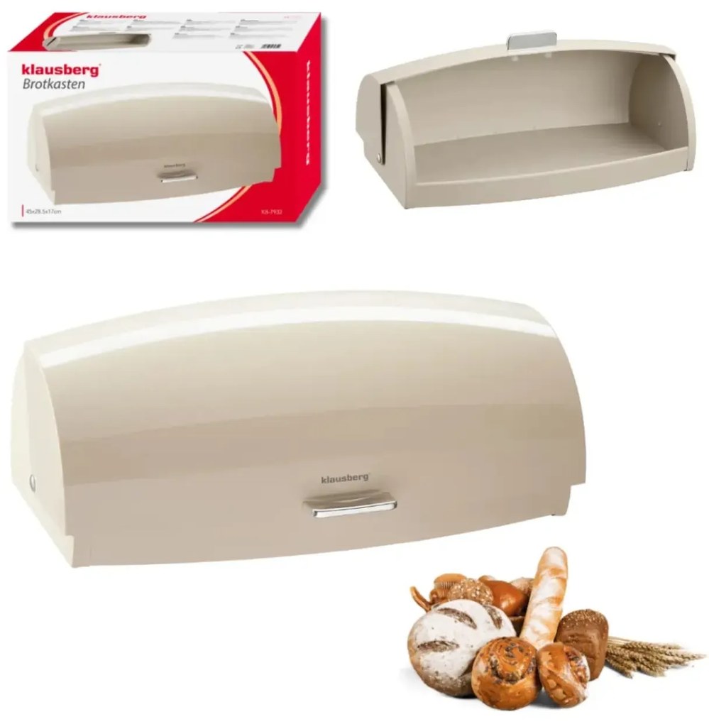 Cutie pentru pâine din metal, 45×28.5×17 cm, bej, Klausberg KB-7932