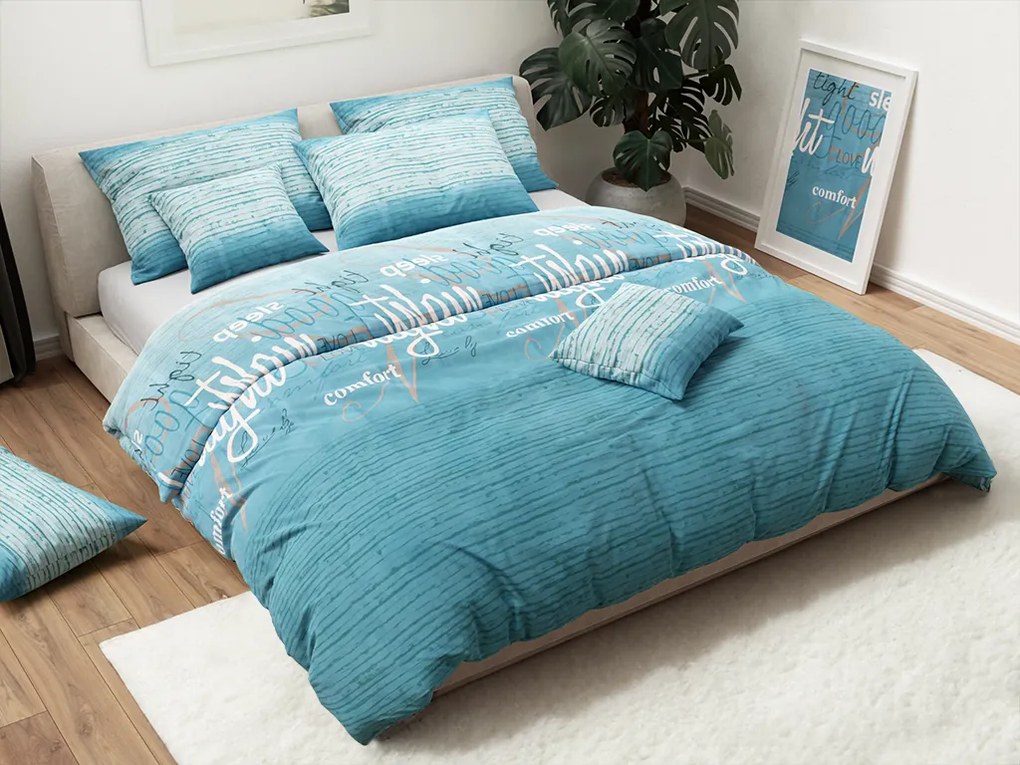 Lenjerie de pat din bumbac turcoaz BLUE DREAM Dimensiune lenjerie de pat: 70 x 90 cm | 140 x 200 cm