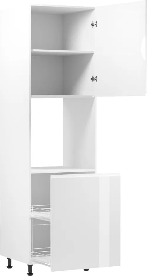 Dulap pentru alimente, alb/alb luciu extra ridicat, dreapta, AURORA D60P