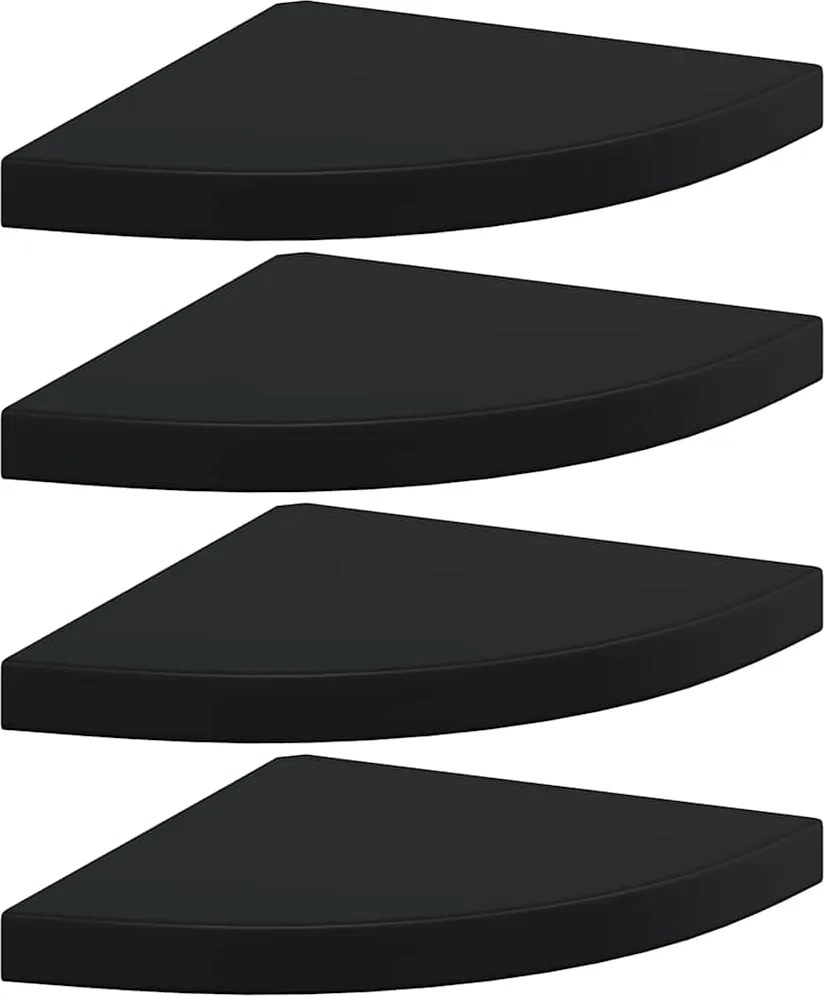 vidaXL Rafturi colțar de perete, 4 buc., negru, 35 x 35 x 3,8 cm, MDF