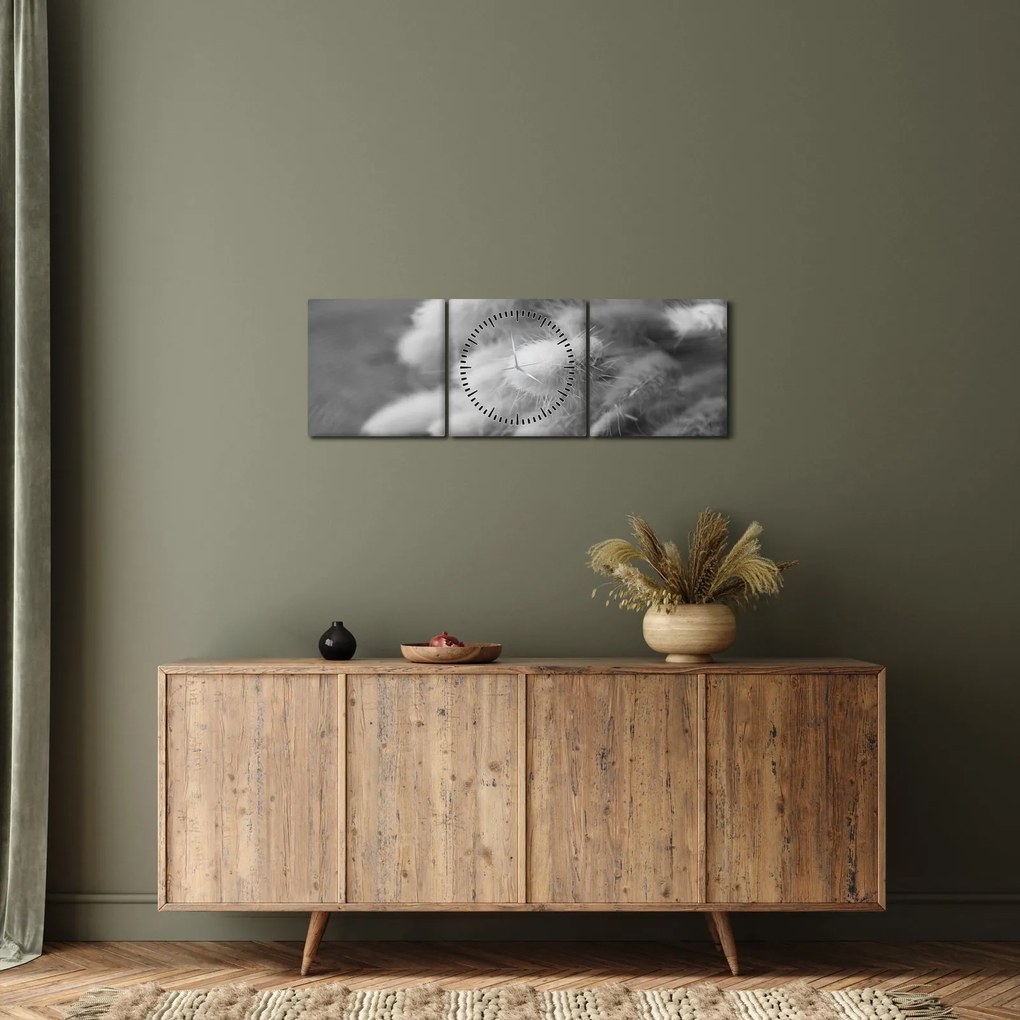 Tablou - iarbă de coadă de iepure pe masă (cu ceas) (90x30 cm)