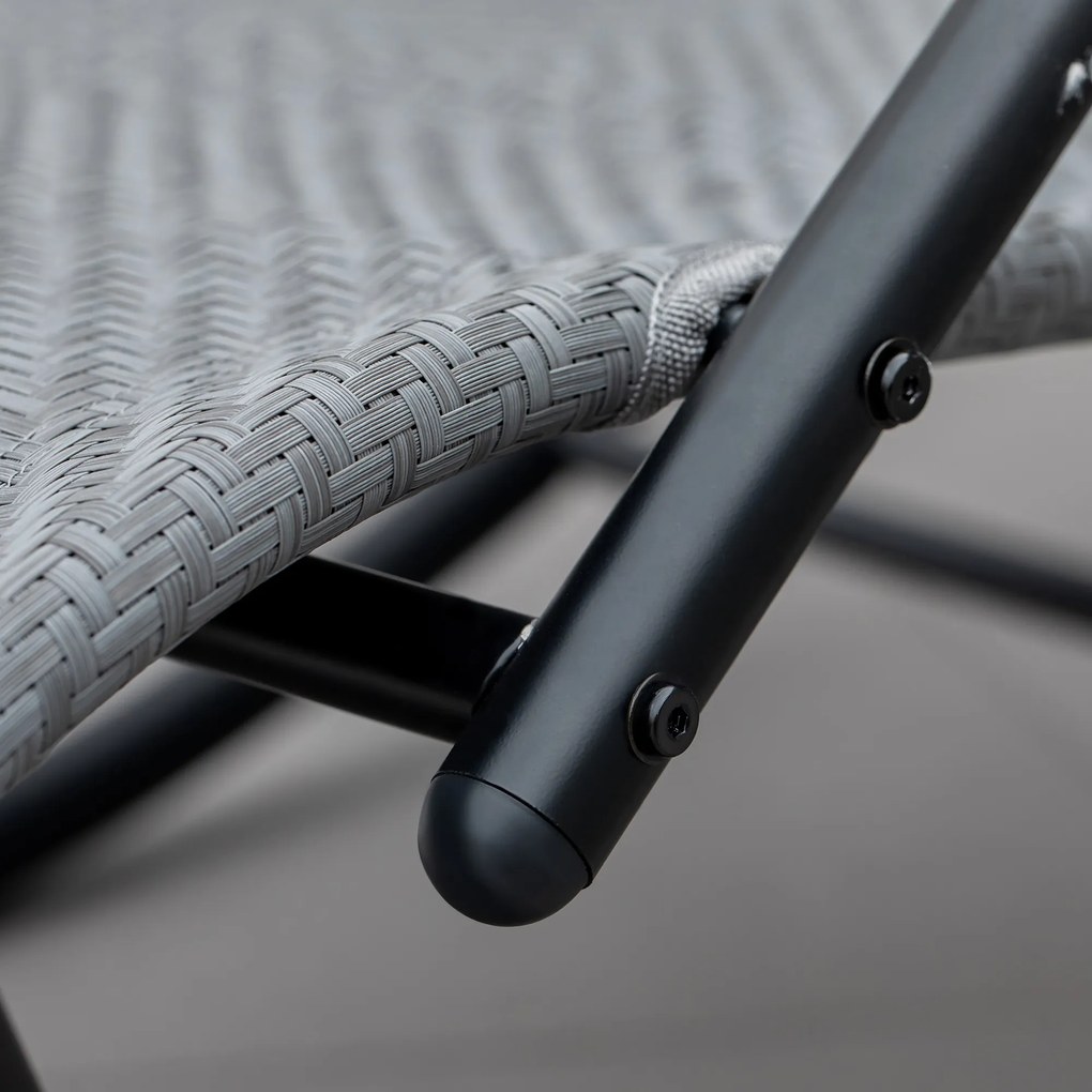 Outsunny Șezlong cu design contemporan, rocking chair ergonomic cu tetieră detasabilă, brațe și suport pentru picioare, acoperire textilen | Aosom Romania