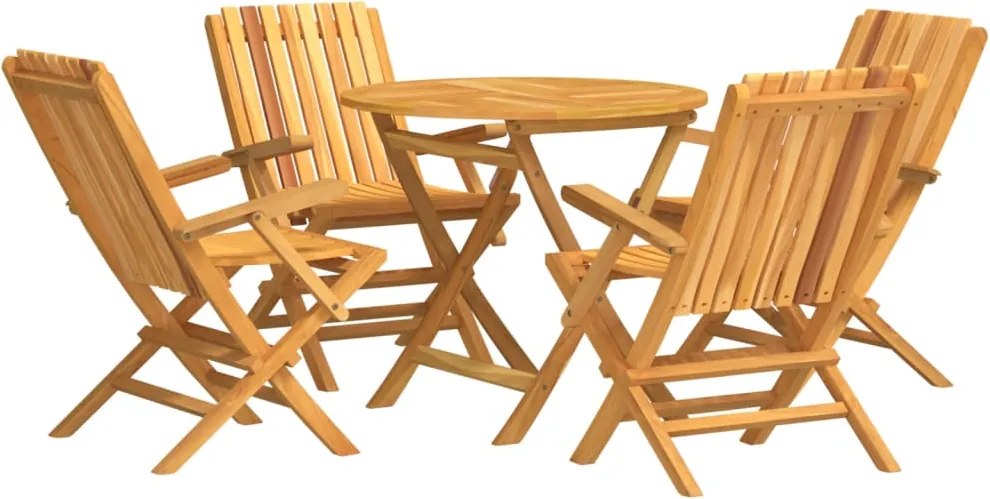 vidaXL Set masă pentru grădină, lemn masiv de tec, 5 piese