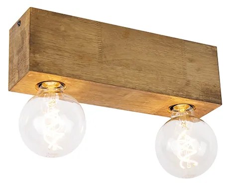 Spot de tavan rustic din lemn vintage cu 2 lumini - Bloc