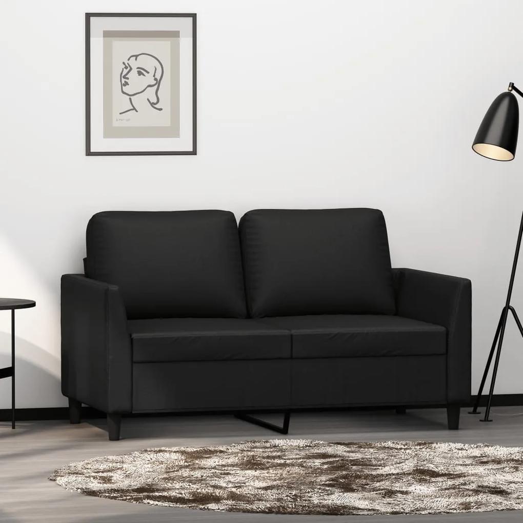 Canapea cu 2 locuri, negru, 120 cm, piele ecologica